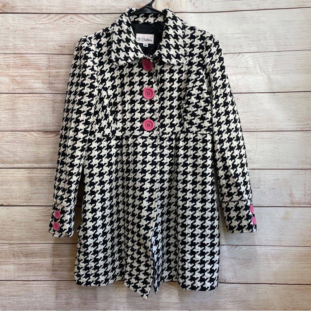 3 SISTERS BLACK‎ AND WHITE HOUNDSTOOTH SHORT COAT